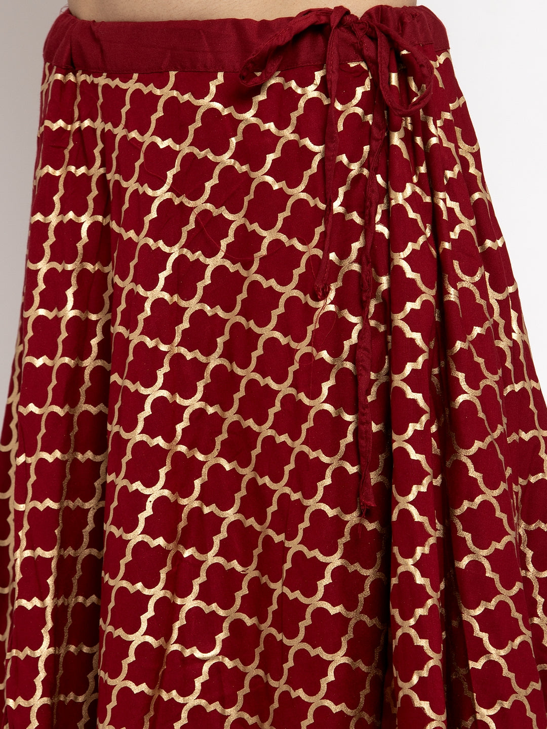 Clora Maroon Printed Rayon Skirt