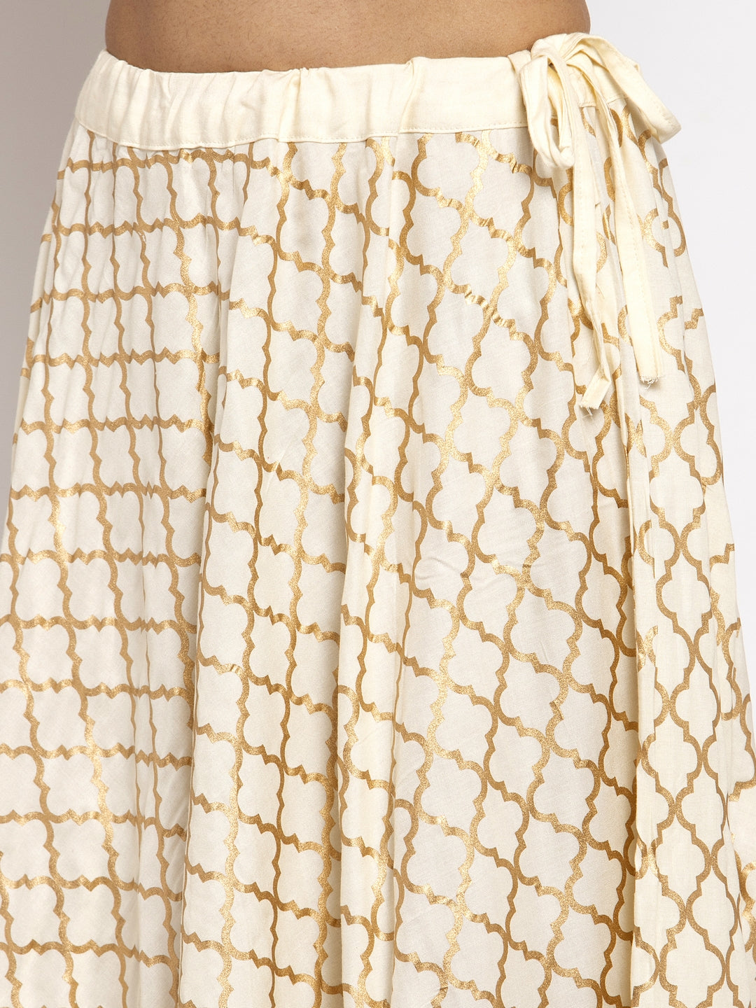 Clora Cream Printed Rayon Skirt