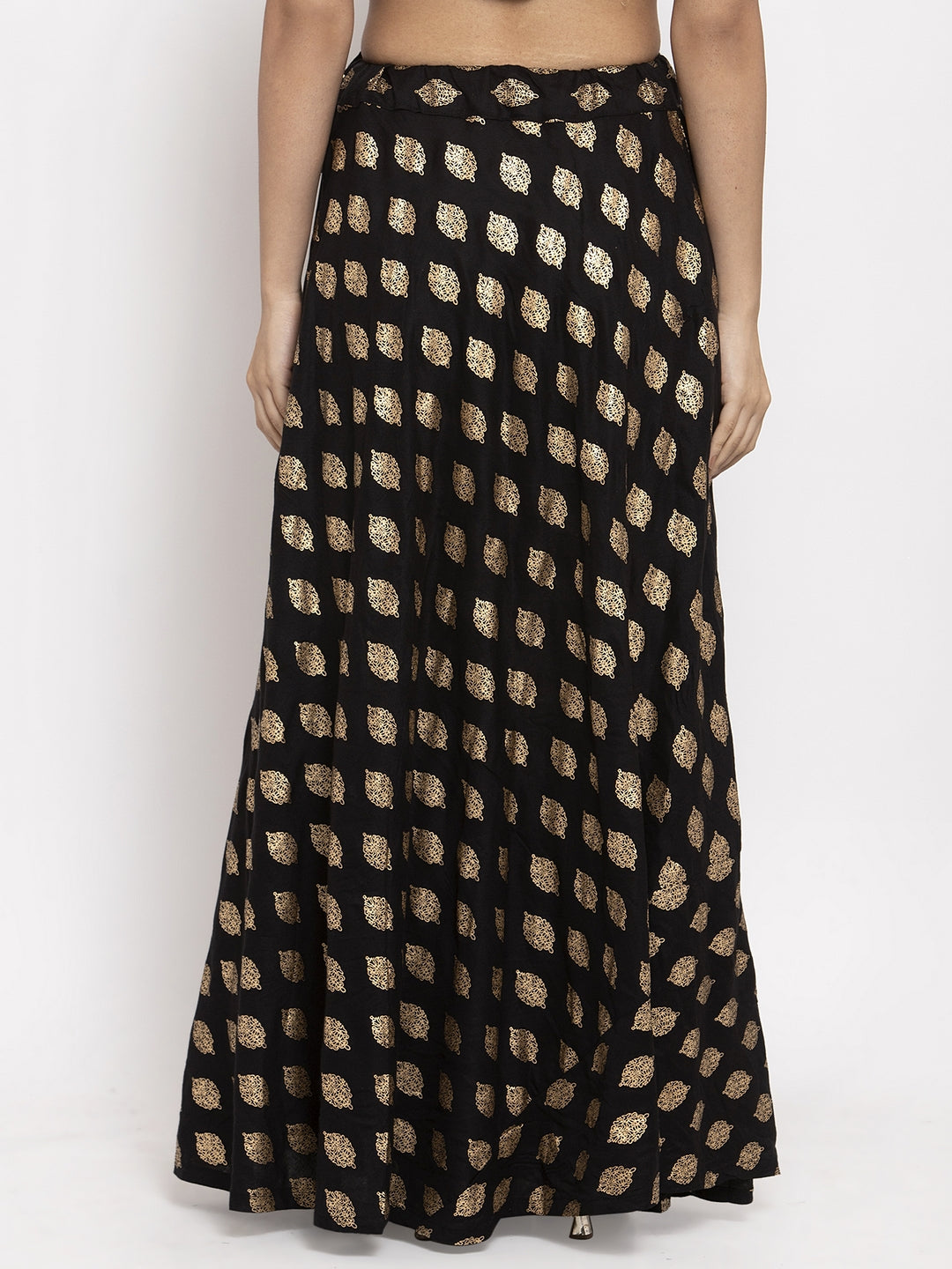 Clora Black Printed Rayon Skirt