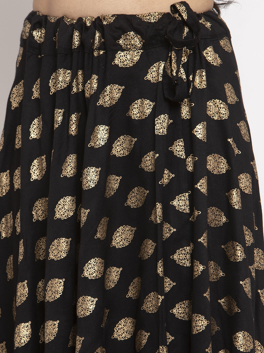 Clora Black Printed Rayon Skirt