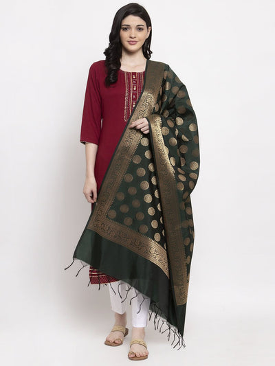 Clora Bottle Green & Gold Banarsi Silk Dupatta