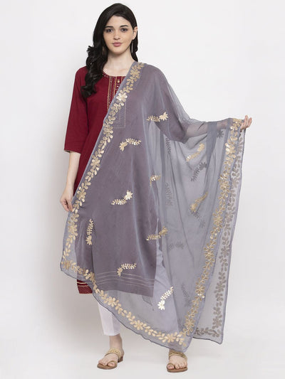 Clora Grey Gotta Patti Chiffon Dupatta