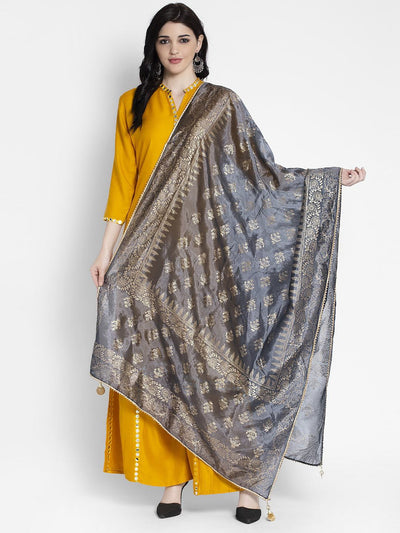 Clora Golden Heavy Mirror Work Net Dupatta