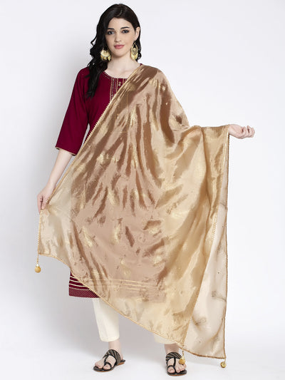 Clora Golden Heavy Mirror Work Net Dupatta