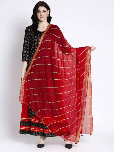 Clora Golden Heavy Mirror Work Net Dupatta