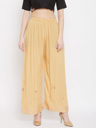 Clora Fawn Embellished Rayon Palazzo