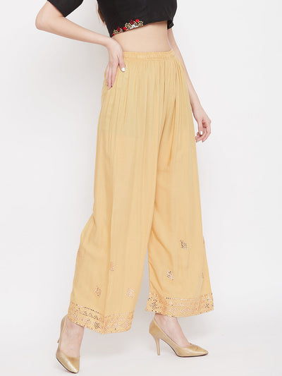 Clora Fawn Embellished Rayon Palazzo