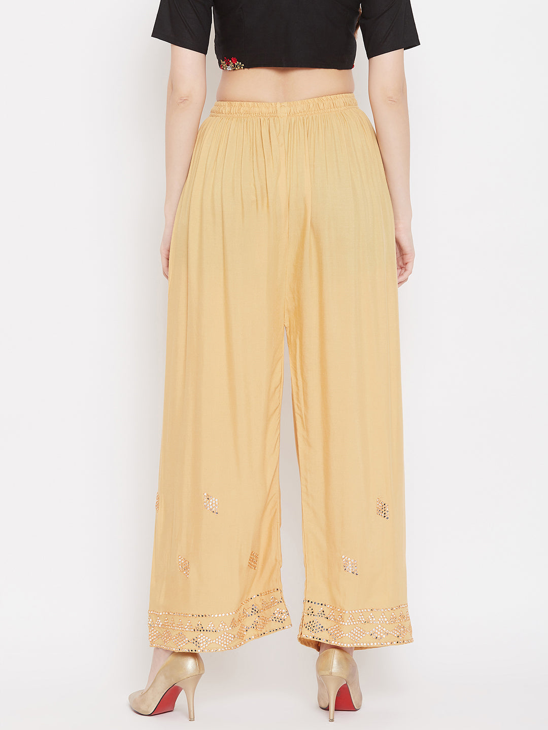 Clora Fawn Embellished Rayon Palazzo