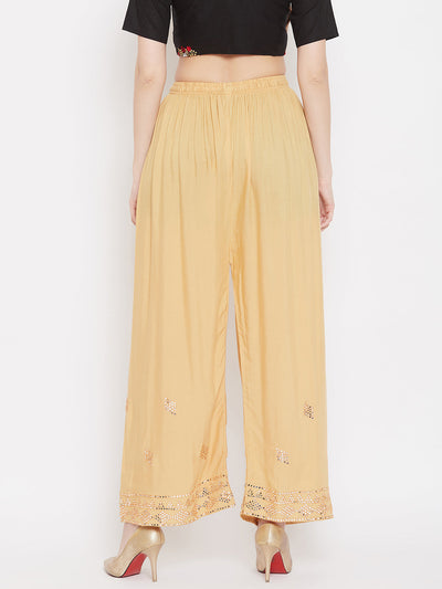 Clora Fawn Embellished Rayon Palazzo
