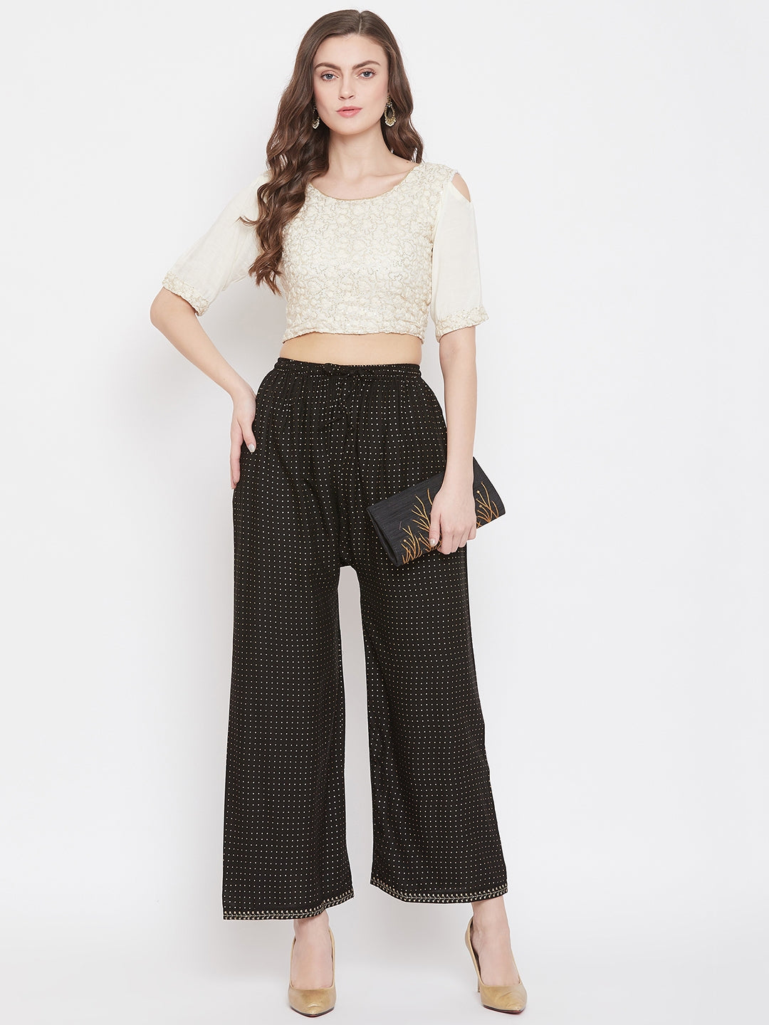 Clora Black Straight Printed Palazzo