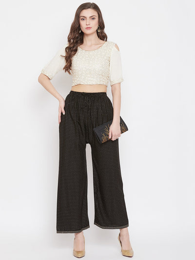 Clora Black Straight Printed Palazzo