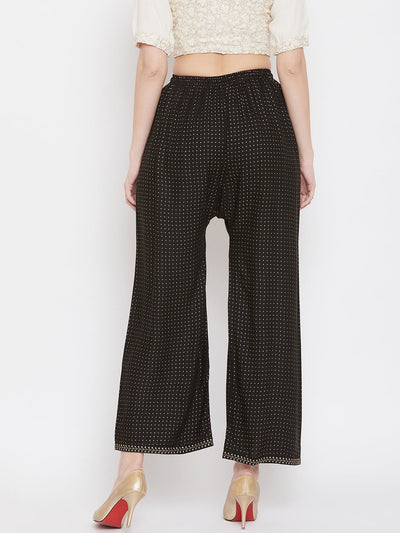 Clora Black Straight Printed Palazzo