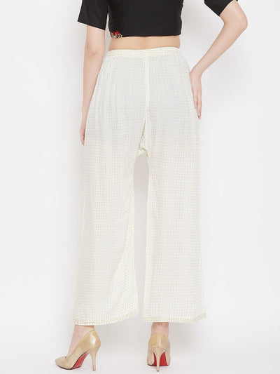 Cream straight printed palazzo with a stylish and sassy look.