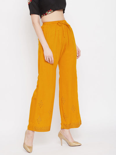 Clora Mustard Straight Embellished Palazzo