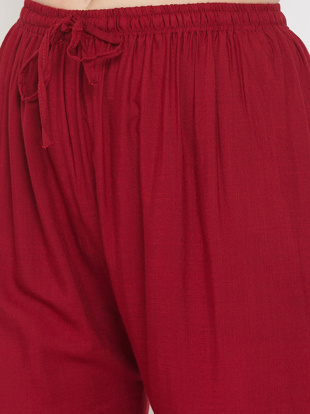Clora Maroon Hem Design Embroidered Straight Palazzo