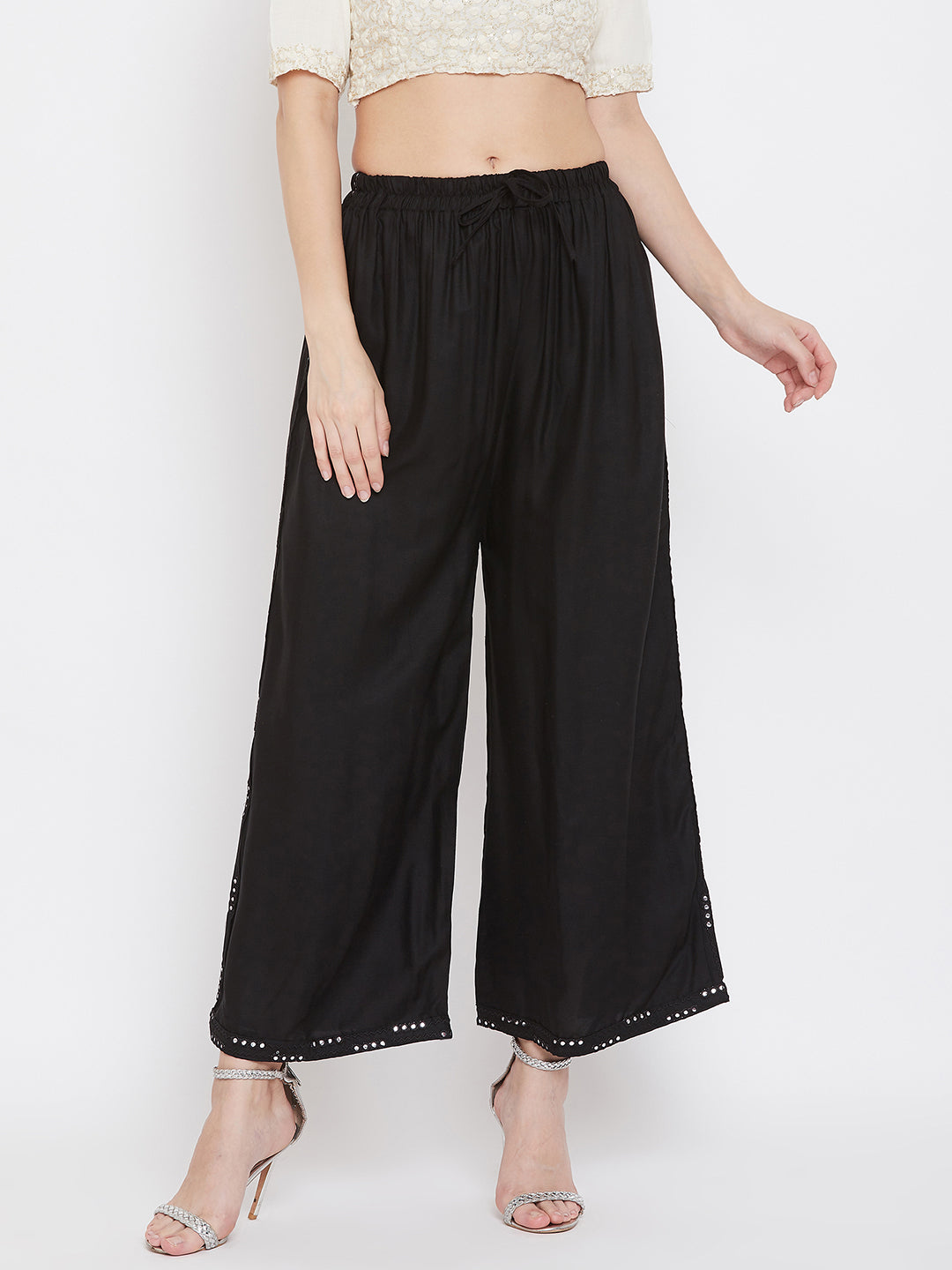 Clora Black Straight Solid Palazzo
