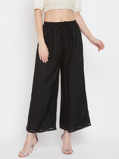 Clora Black Straight Solid Palazzo