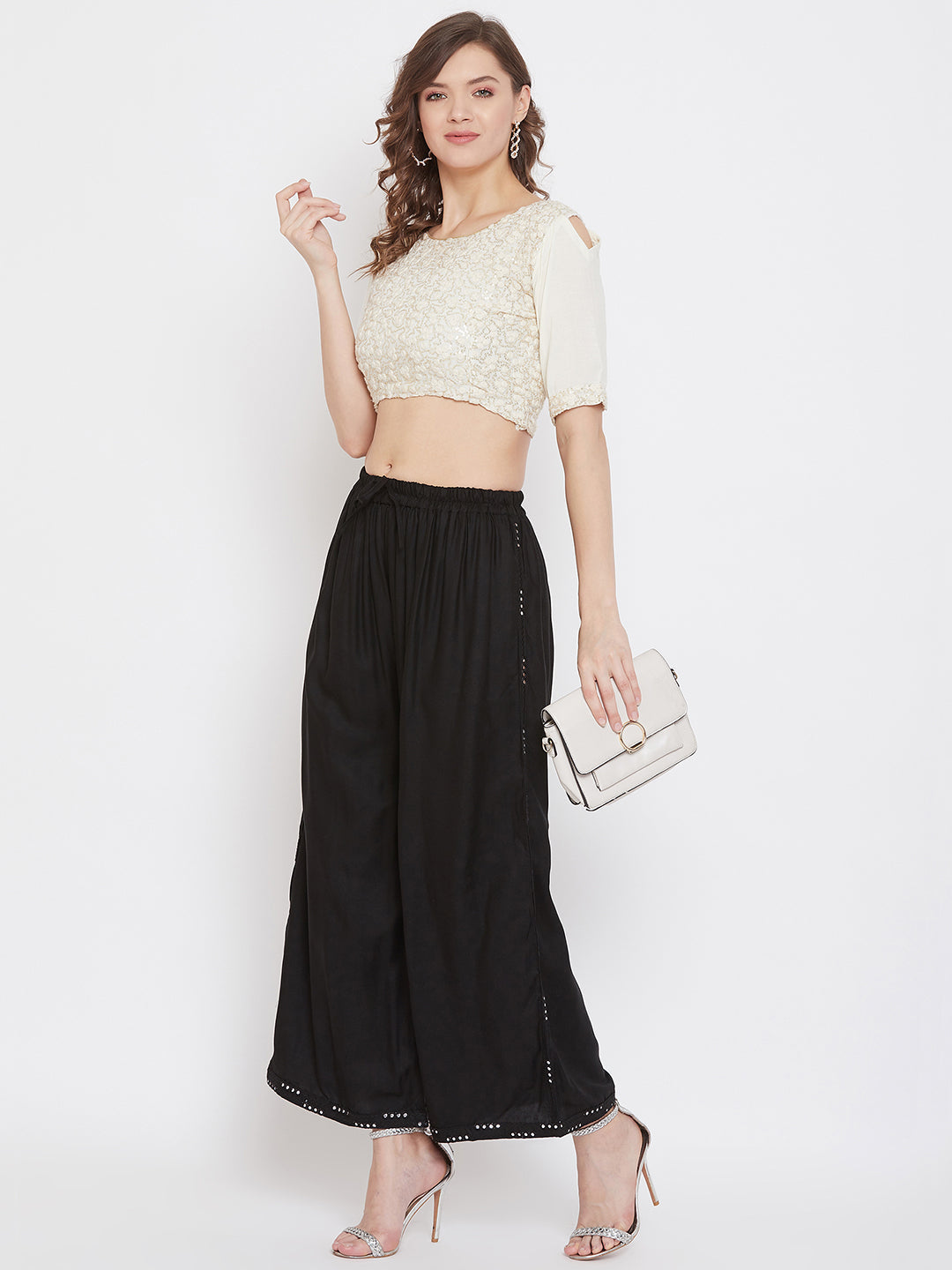 Clora Black Straight Solid Palazzo