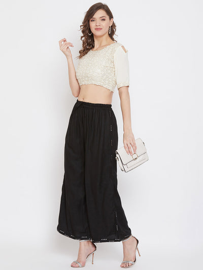 Clora Black Straight Solid Palazzo