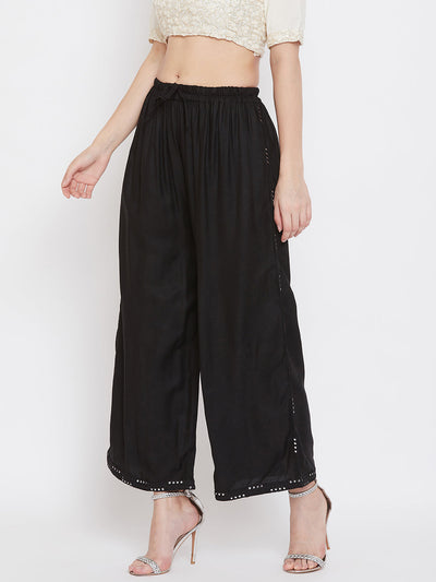 Clora Black Straight Solid Palazzo
