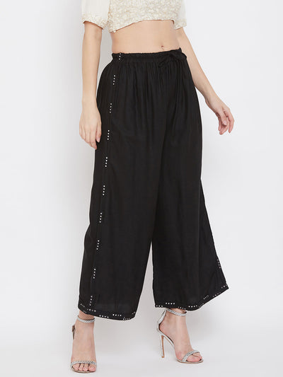 Clora Black Straight Solid Palazzo