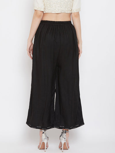 Clora Black Straight Solid Palazzo