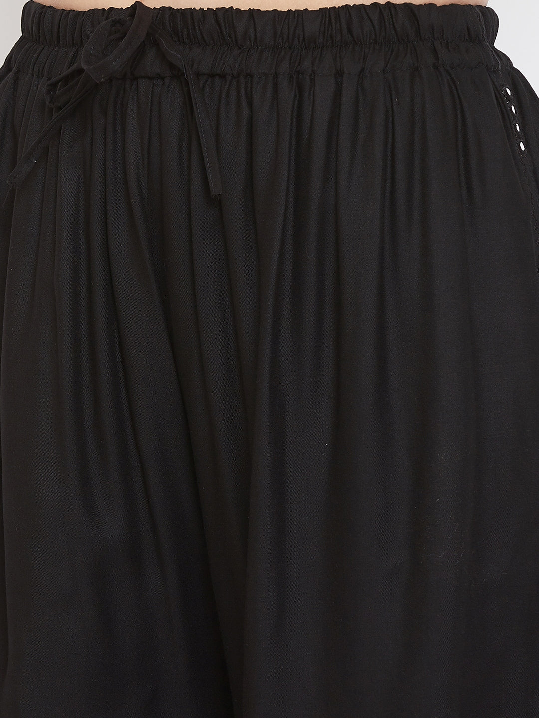 Clora Black Straight Solid Palazzo