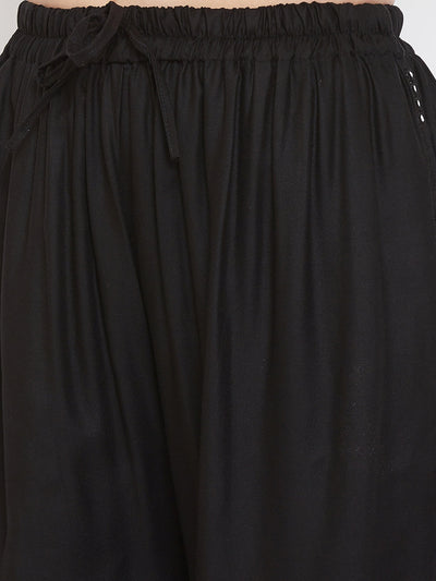 Clora Black Straight Solid Palazzo