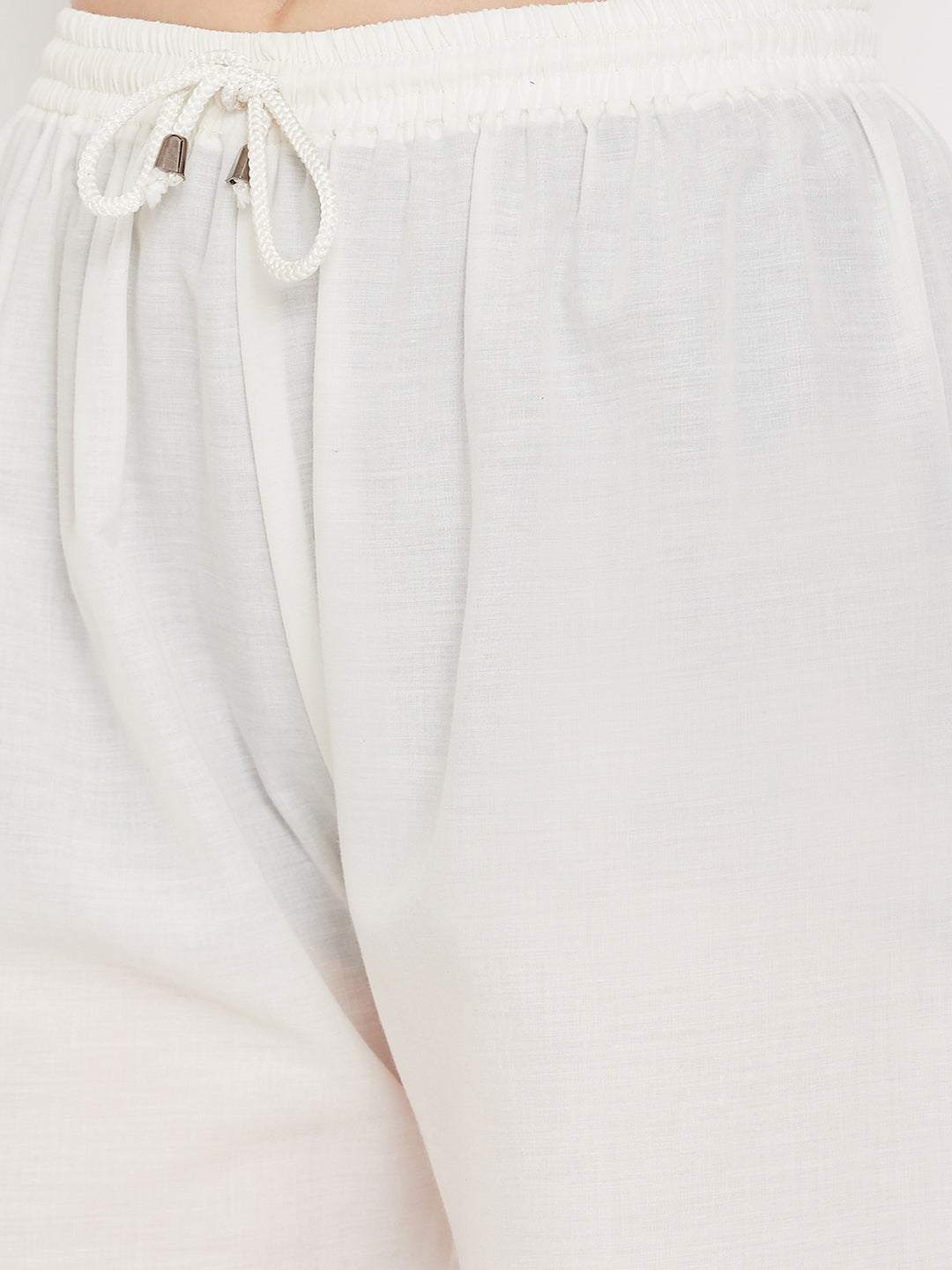 Clora Cream Straight Embroidered Palazzo