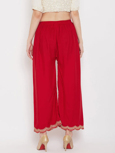Clora Red Hem Design Straight Palazzo