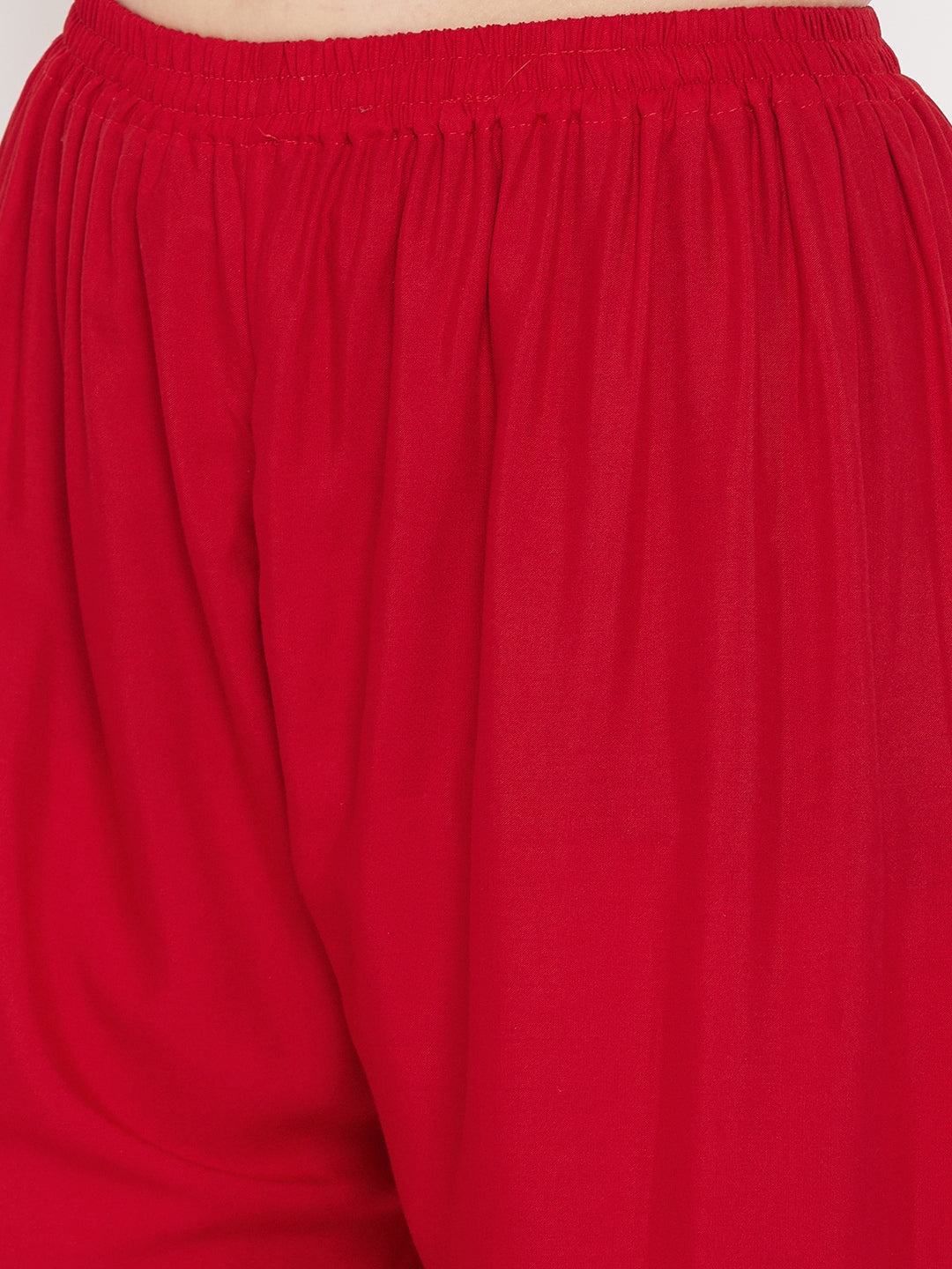 Clora Red Hem Design Straight Palazzo