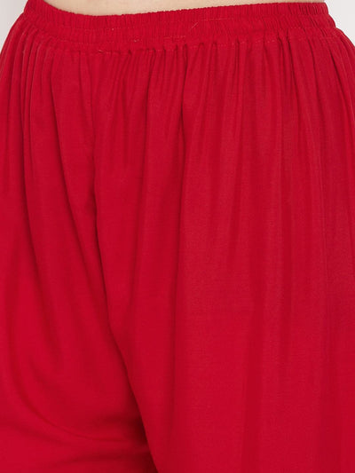 Clora Red Hem Design Straight Palazzo