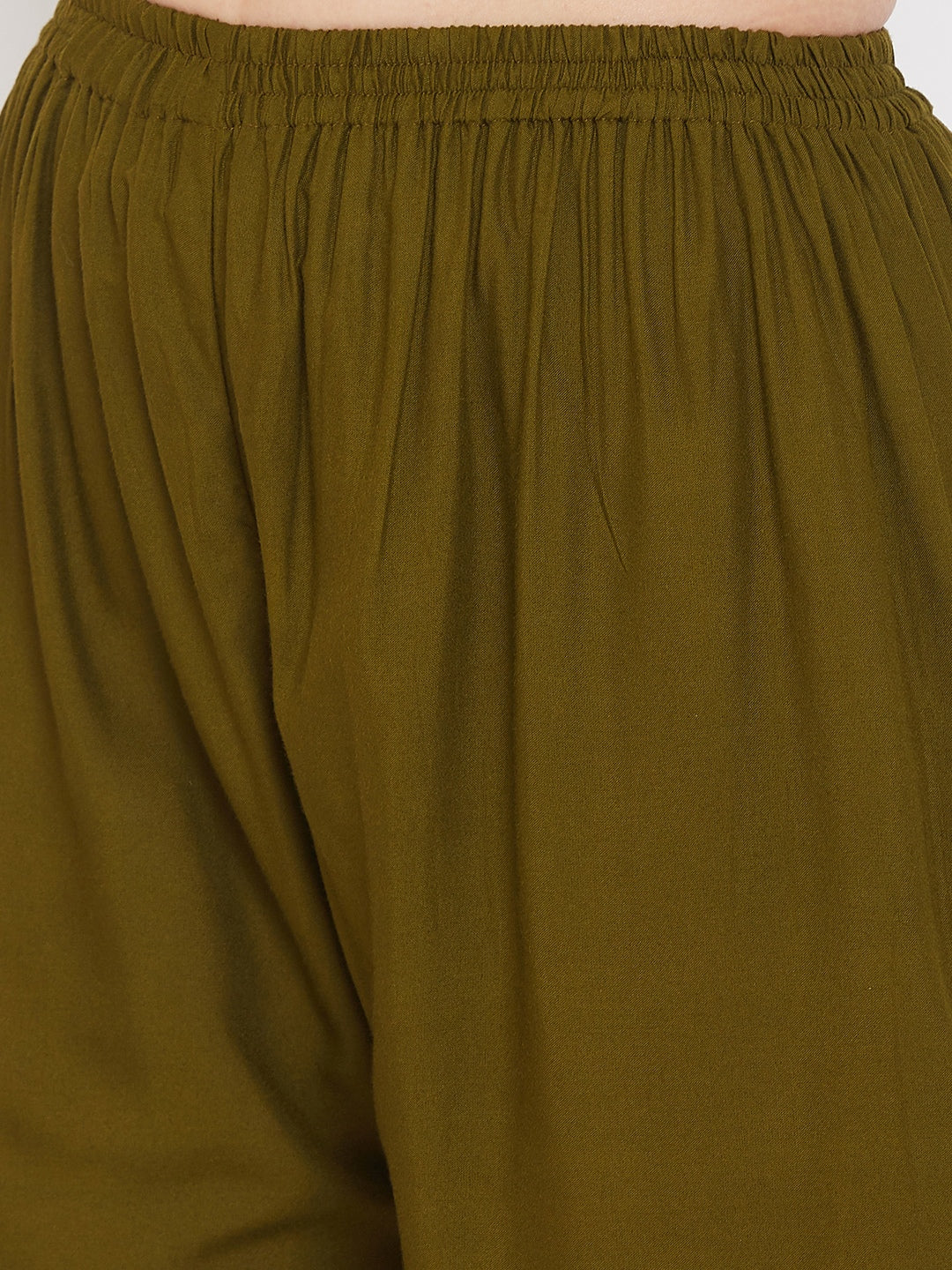 Olive Hem Design Straight Palazzo in soft rayon fabric.