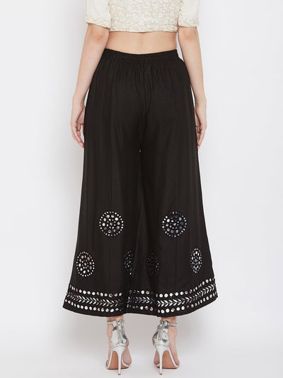 Clora Black Mirror Work Rayon Sharara