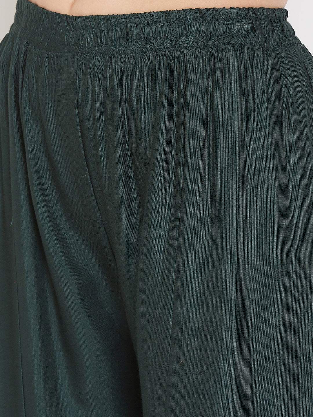 Clora Bottle Green Mirror Work Rayon Sharara