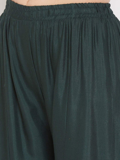 Clora Bottle Green Mirror Work Rayon Sharara