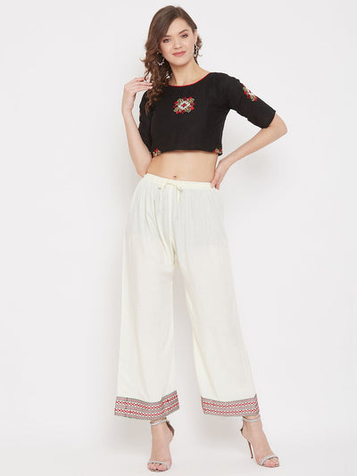 Clora Cream Hem Design Straight Palazzo