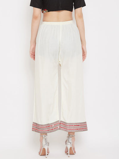 Clora Cream Hem Design Straight Palazzo