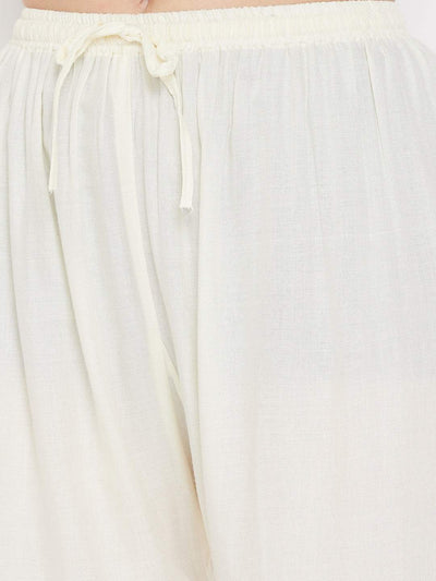 Clora Cream Hem Design Straight Palazzo