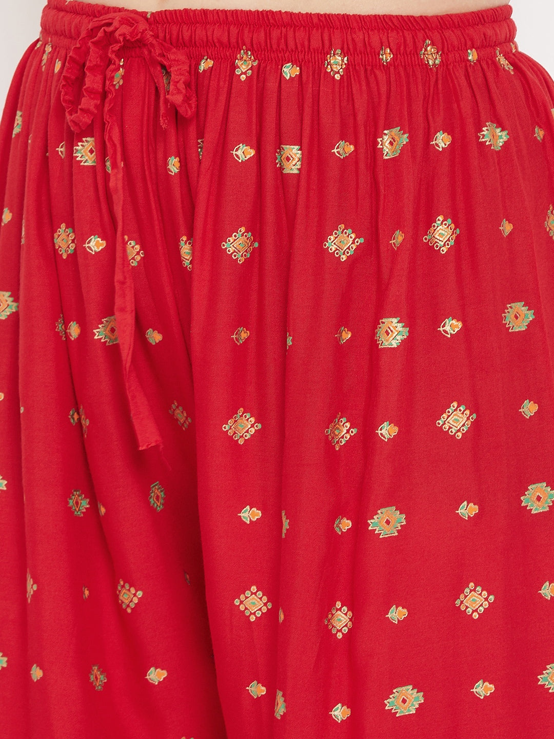 Clora Red Printed Rayon Palazzo