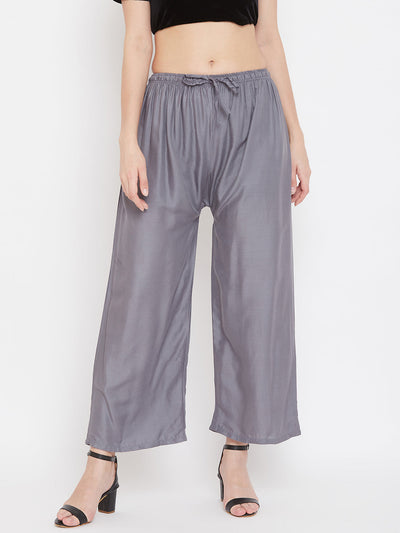 Clora Grey Straight Solid Palazzo