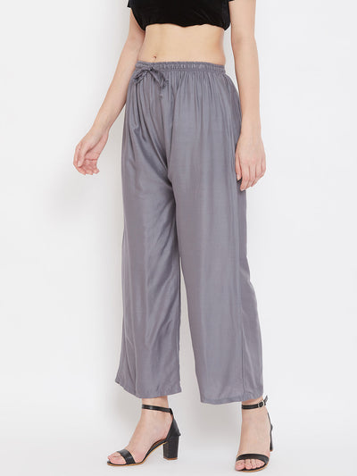 Clora Grey Straight Solid Palazzo