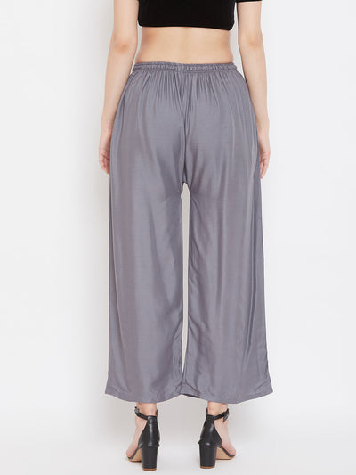 Clora Grey Straight Solid Palazzo