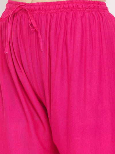 Magenta straight solid palazzo, lightweight and comfortable rayon fabric.