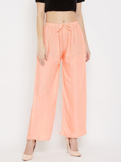 Clora Peach Straight Solid Palazzo