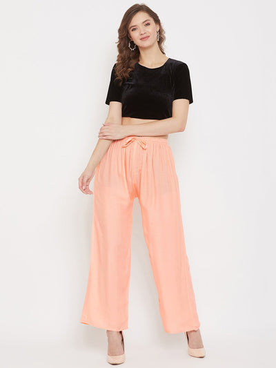 Clora Peach Straight Solid Palazzo