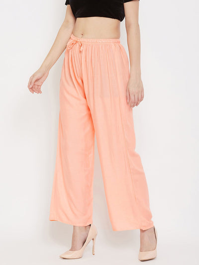 Clora Peach Straight Solid Palazzo