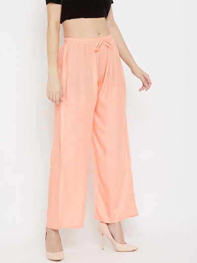 Clora Peach Straight Solid Palazzo