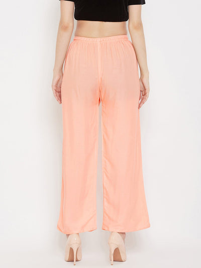 Clora Peach Straight Solid Palazzo