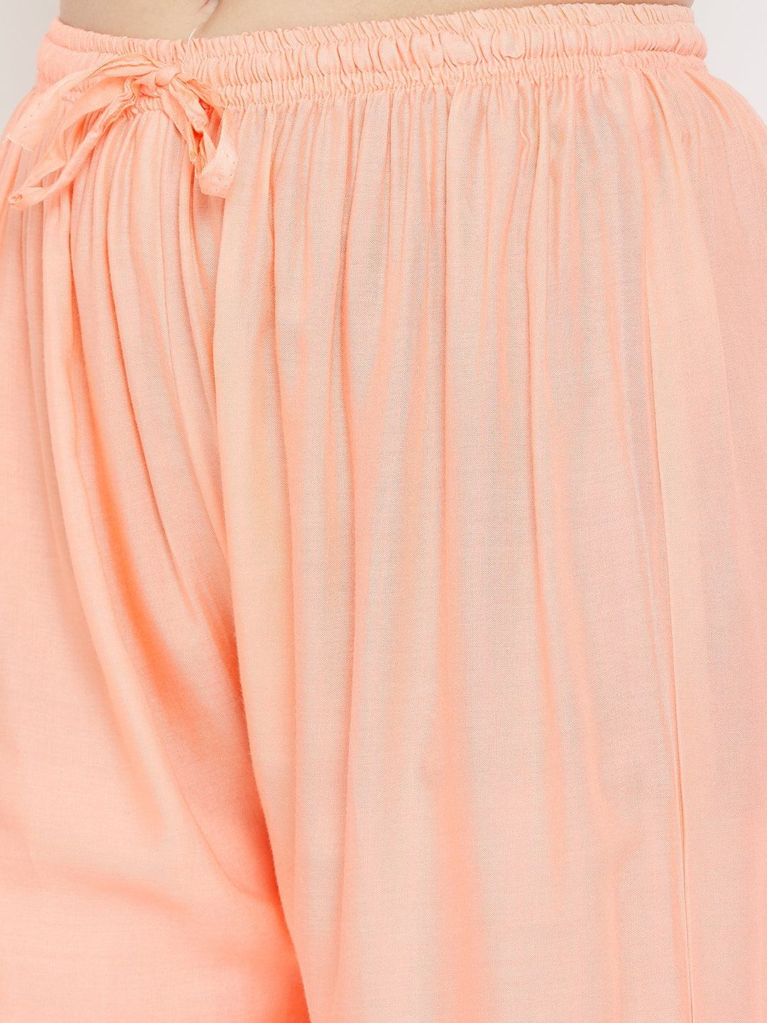 Clora Peach Straight Solid Palazzo